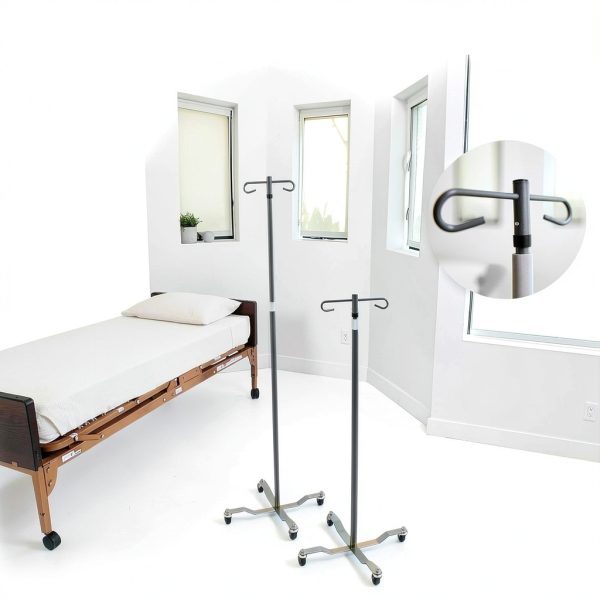 IV Pole Drive Medical 13033SV with Wheels Height Chrome Steel-1