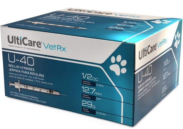 UltiCare U-40 Insulin Syringe 100 Pack Needles for Dogs & Cats-0
