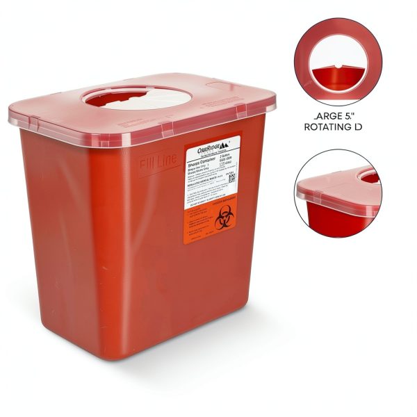 Oakridge 2 Gallon Sharps Container with Rotating Lid – OSHA Approved-3