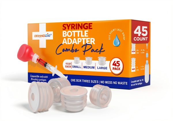 Brandzig Syringe Adapters 45‑Piece Set for 1ml‑10ml Oral Leak‑Free-0