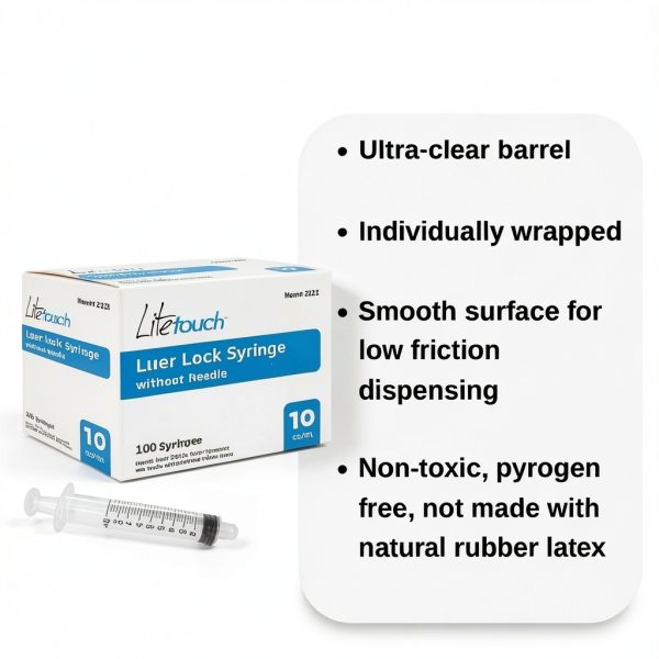 10mL Luer Lock Syringe, Sterile, Individually Sealed - 100 Syringes per Box (no needle)-1