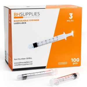 BH Supplies 3ml Luer Lock Syringe – Sterile, No Needle, 100 Pack-0